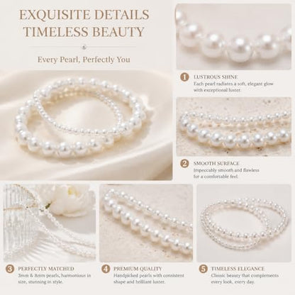 Pearl Bracelets for Women Dainty Baroque Pearl Bracelet White Bridesmaid Bridal Bracelet Wedding Jewelry Gifts for Mother Daughter Matching Outfits - color: A1:pearl bracelet