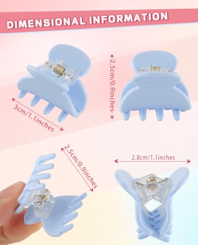 Molans 12 Pcs Small Hair Clips Mini Claw Jaw Clips Women Girls Thin Hair | Tiny Short Acrylic Cute Clips Non Slip Little Hair Accessories Clamps for Half Updo Styling Fine Hair Bangs Kids Toddlers - color: Blue/Beige/Black
