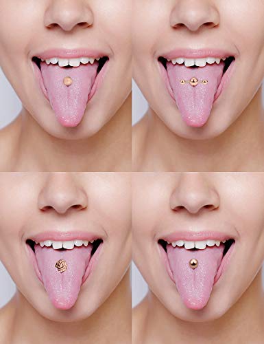 Prjndjw Jewelry, 5/8in(16mm) L, 14G Tongue Piercing Barbells Multicolor Surgical Stainless Steel Long Nipple Piercing Barbells Body Jewelry for Women - color: Rose Gold