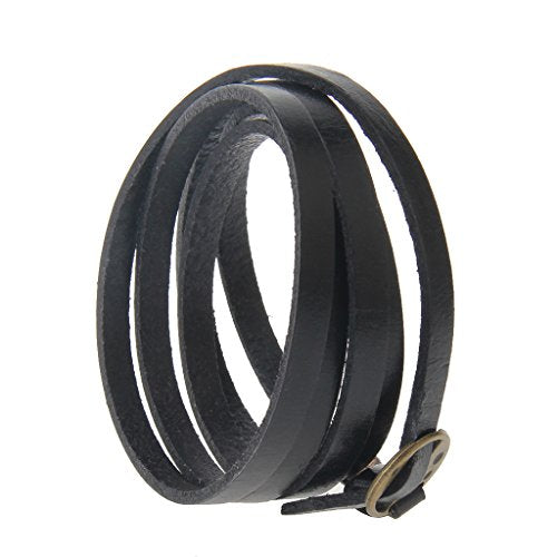 GelConnie Punk Leather Cuff Bracelet Adjustable Straps Wrap Bracelets Arm Armor Cuff Gothic Leather Wristbands for Men, Women - color: Multilayer Bracelet-Black