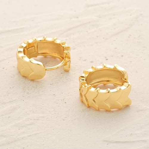 MYEARS Women Earrings Gold Huggie Hoop 14K Small Simple Hypoallergenic Everyday Jewelry - style: Scales