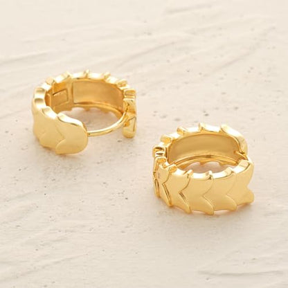 MYEARS Women Earrings Gold Huggie Hoop 14K Small Simple Hypoallergenic Everyday Jewelry - style: Scales