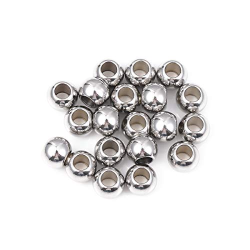 Stainless Steel Spacer Beads 10x8mm Round Loose Charm Caps Beads for DIY Jewelry Making 20pcs with 4.5mm Hole - color: 10x8mm 4.5mm