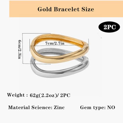 Chunky Gold Bangles Bracelets for Women Trendy Stack Statement Bangle Irregular Cuff Bracelets Fashion Jewelry Gift - color: Gold2+Silver2
