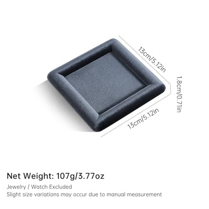 Velvet Jewelry Display Tray for Ring Earrings Necklace Bracelet Flat Tray - color: Gray, size: 5.12 × 5.12 in
