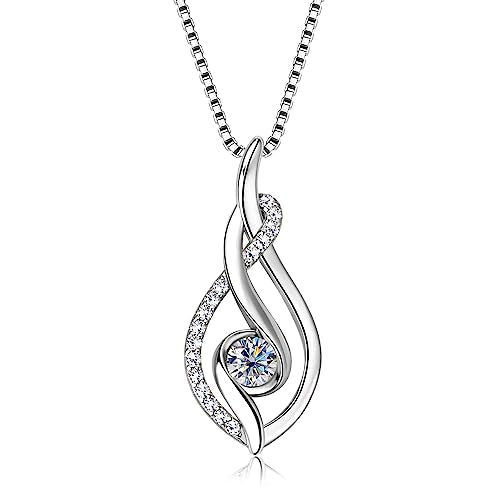 Moissanite Infinity Pendant Necklace for Women | 4mm D Color Moissanite 925 Sterling Silver Infinity Knot Necklace for Mom Wife Birthday Jewelry Gifts - color: Silver