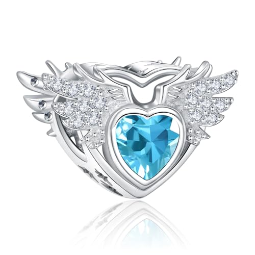 S925 12 Months Birthstone Charm for Pandora Bracelet, Gift on Birthday Christmas Mothers Valentines Anniversary Graduation, for Women Mom Daughter Friend Family Sister Aunt Grandma - color: March