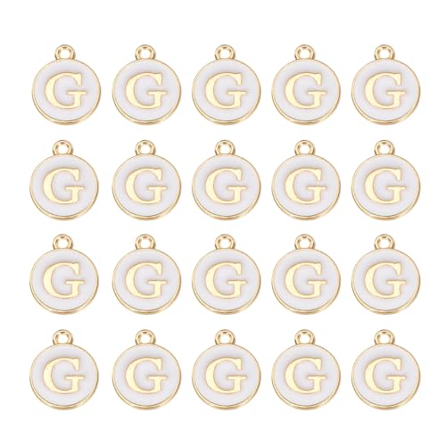 MECCANIXITY Pendants Letter Charm Initial Charm Double Sided Alphabet for DIY Necklace Bracelet Earrings Jewelry Making - style: G