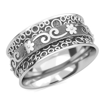 Shop LC 925 Sterling Silver Fidget Spinner Ring for Women - color: Garden