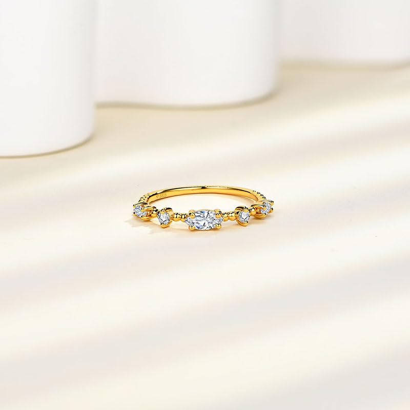 S925 Sterling Silver Marquise & Round Cut Diamond Dainty Interwoven Eternity Bands For Women | D-color VVS2 Excellent Cut |Promise Rings for Her