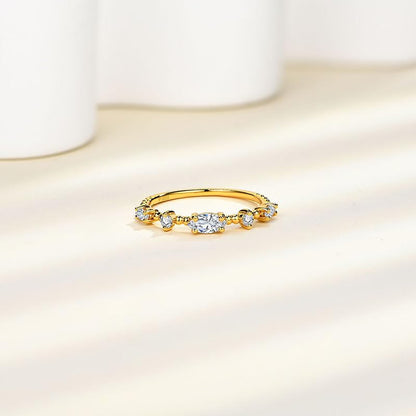 S925 Sterling Silver Marquise & Round Cut Diamond Dainty Interwoven Eternity Bands For Women | D-color VVS2 Excellent Cut |Promise Rings for Her