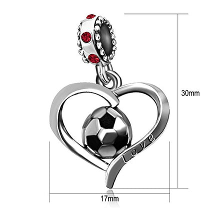 Football Charm Soccer World Cup Sport Heart Birthstone Charms for Bracelets Father Daughter Brother Son Jewelry - color: Red