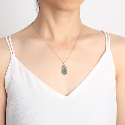 Real Green Jade Pendant Necklace for Women Donut/Heart/Clover/Teardrop/Rose/Lotus Flowers Genuine Jadeite Jewelry with Gold Plated 925 Sterling Silver Chain - style: Teardrop Silver Necklace