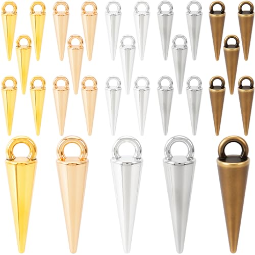 Cone Charm, Punk Style Spike Pendants with Small Hole, Glossy Gothic Dangle Cone Pendants Charm - color: 5 colors,zinc alloy, 30pcs