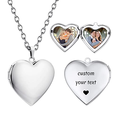 PHOCKSIN Personalized Locket Necklace for Women Photo Necklace with Customized Picture Birth Flower Birthstone Customizable Birthday Gifts - color: #01-Heart Silver(hot!)
