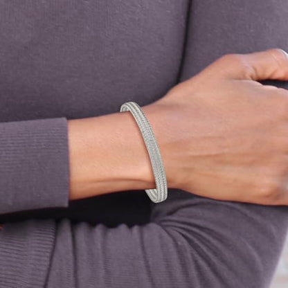 Chisel Polished Mesh Cuff Bangle in Stainless Steel, 6mm