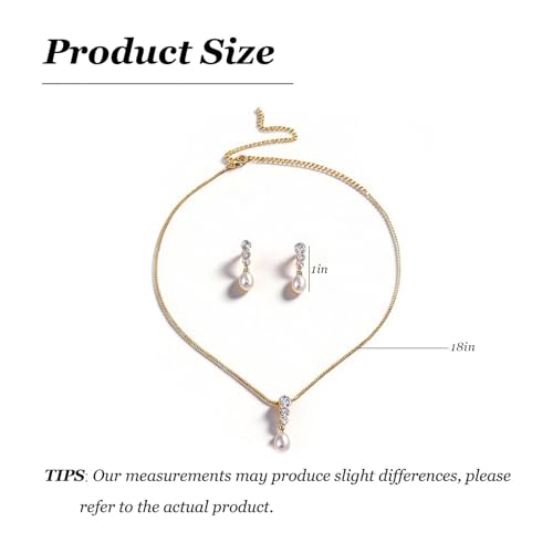 Wedding Jewelry Sets for Brides Bridesmaid Pearl Jewelry Set Fancy Gold Flower Necklace and Earrings Simple Pearl Necklace for Women Bridal Earrings Wedding Accessories Essentials Gifts - color: A4:2pcs-pearl jewelry set