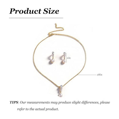 Wedding Jewelry Sets for Brides Bridesmaid Pearl Jewelry Set Fancy Gold Flower Necklace and Earrings Simple Pearl Necklace for Women Bridal Earrings Wedding Accessories Essentials Gifts - color: A4:2pcs-pearl jewelry set