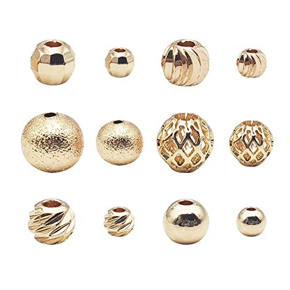 INSPIRELLE 120pcs Spacer Beads Gold Plated Round and Oval Beads | Long-Lasting for Jewelry Bracelet Necklace Making - color: 120x Round Oval