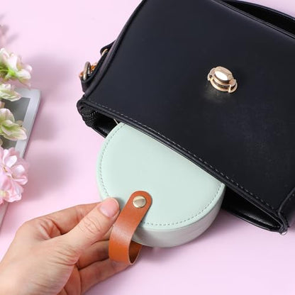 10 Pcs Mini Jewelry Travel Case, Small Travel Jewelry Case Organizer, Half Moon Leather Jewelry-Box with Handle, Green Bridesmaid Gift for Women Wedding Party Accessories