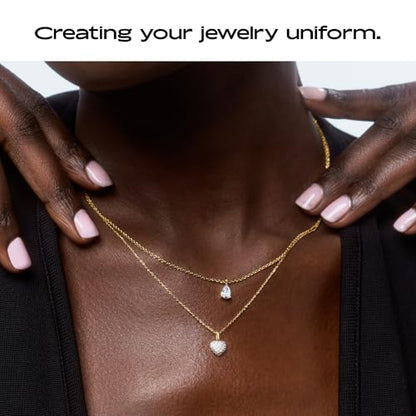 Ana Luisa Lev Puffy Heart Necklace for Women - Paperclip Chain w/ 14K Gold Plated & Silver Rhodium Plated Small Puffed Heart Pendant - Hypoallergenic, Water-Resistant, Tarnish-Free Jewelry - style: Cubic Zirconia