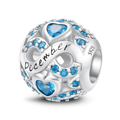 MICOO 925 Sterling Silver Jan-Dec Birthstone Charms For Bracelets and Necklaces, Original DIY Bead Charms With Cubic Zirconias Jewelry Birthday Gifts For Women. - color: 93-12Dec Birthstone charm
