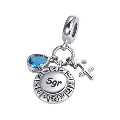 NanMuc Constellation Charm for Women Bracelets Horoscope Zodiac Sign Teardrop Birthstone Birthday Anniversary Dangle Bead for Mom Grandma - style: Sagittarius(11.23-12.21)