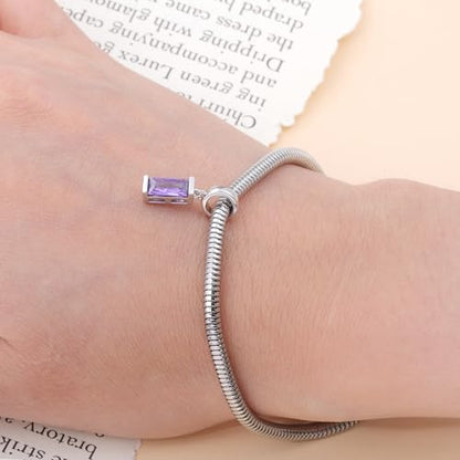 Helonley Birthstone Charms for Charms Bracelet: Birth Stone Charms | 925 Sterling Silver Birth Stone Bead Charms for Bracelets and Necklaces, Christmas Birthday Gifts for Mom and Wife - color: Feb.