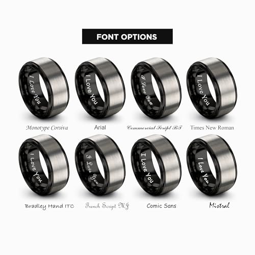 Tungsten Wedding Band Ring Black 10mm Men Women Comfort Fit 18k Rose Gold Step Edge Brushed Polished - color: Black Grey Tungsten