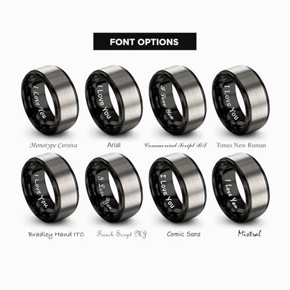 Tungsten Wedding Band Ring Black 10mm Men Women Comfort Fit 18k Rose Gold Step Edge Brushed Polished - color: Black Grey Tungsten