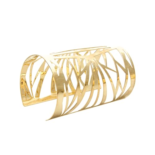 OIDIMS Women's Cuff Bracelets Large Big Bangles Minimalist Statement Adjustable Fashion Hollow Wide Bracelet Chunky Open Arm Cuff Upper Arm Personalized Punk Jewelry for Ladies - color: Gold