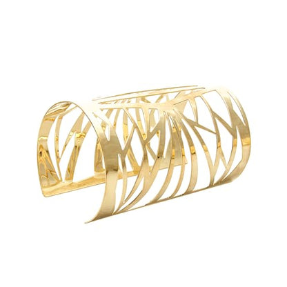 OIDIMS Women's Cuff Bracelets Large Big Bangles Minimalist Statement Adjustable Fashion Hollow Wide Bracelet Chunky Open Arm Cuff Upper Arm Personalized Punk Jewelry for Ladies - color: Gold