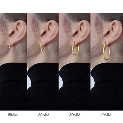 18K Gold Plated Hoop Earrings - 925 Sterling Silver Hoop Earrings Womens Hypoallergenic Hoops | Square Tube Hoop Earrings for Women 15mm/20mm/30mm/40mm - color: Gold 40mm