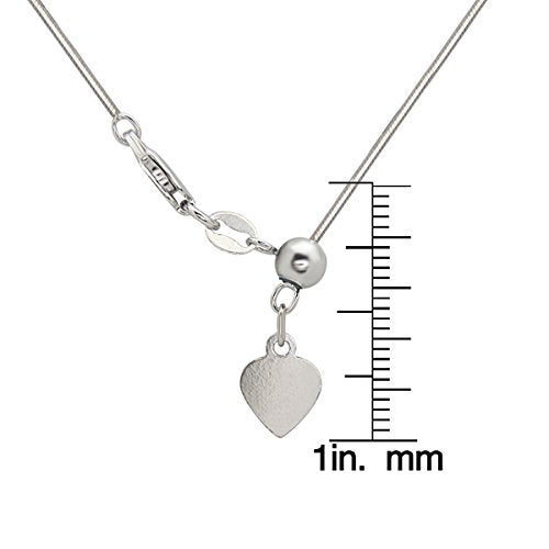 Sterling Silver, Rose or Gold Tone Italian Adjustable Square 8-sided Diamond-Cut Snake Bolo Chain (from 12" to 22") - color: silver