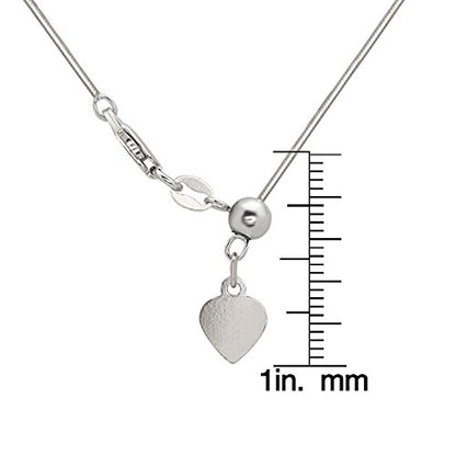 Sterling Silver, Rose or Gold Tone Italian Adjustable Square 8-sided Diamond-Cut Snake Bolo Chain (from 12" to 22") - color: silver