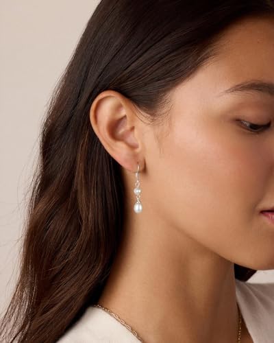 Chunky Hoop Huggie Dangle Tassel Pearl Bow Heart Charm Stud Cilp-on Earrings for Women, 14K Gold plated/Sterling Silver Plated CZ Large Jewelry Vintage Dainty Trendy Gift Daily Prom Party - style: Pearl Dangle-SL