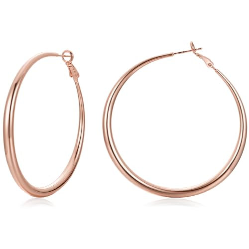 Cocadant 14K Real Gold Hoop Earrings for Women Trendy,Sterling Silver Post Hypoallergenic Lightweight Sparkly Rhinestone Big Hoop Earrings