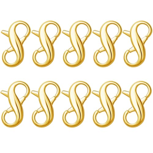 Stainless Steel Lobster Clasp,Lobster Clasp Necklace Extender, Bracelet Connector for DIY Jewelry Repair, Gold,Silver (10pcs Gold) - color: 10pcs gold