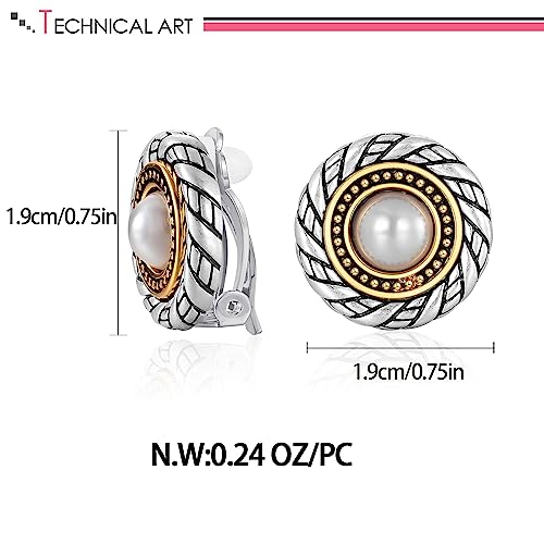 LILIE&WHITE Antique Gold Clip On Hoop Earrings for Women Non Pierced Clip on Earrings with Interwoven Textured Jewelry Gifts - color: EH21315A