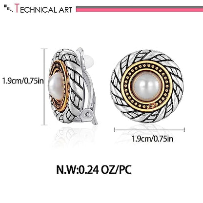 LILIE&WHITE Antique Gold Clip On Hoop Earrings for Women Non Pierced Clip on Earrings with Interwoven Textured Jewelry Gifts - color: EH21315A