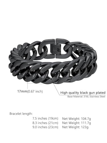 Supcare Unique Anniversary Birthday Valentines Fathers Day Stainless Steel Cuban Link Bracelets for Men Him, To My Man Dad Husband Love Always Remember Wrist Chain Bracelet Jewelry Gifts - color: C-Black 01 To My Son, size: 7.5 Inches-17mm Width