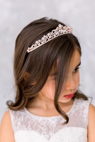 SWEETV Wedding Tiaras and Crowns, Rhinestone Bridal Crown Princess Tiara Headpieces for Women - color: Rose Gold