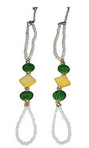 Fashion Jewelry ~ Faux Pearls W Green Yellow Beads Barefoot Sandals Anklet for Beach Pool (STS055)