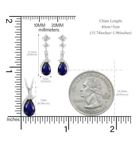 immobird 925 Sterling Silver Infinity Birthstone Jewelry Set Teardrop | Birthstone Necklace and Earring Set, Small Pear-shape Pendant, Drop Earring, Timeless Gift for Her, Daily Wear, Nice Gift Box - color: 09-Sep.