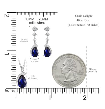 immobird 925 Sterling Silver Infinity Birthstone Jewelry Set Teardrop | Birthstone Necklace and Earring Set, Small Pear-shape Pendant, Drop Earring, Timeless Gift for Her, Daily Wear, Nice Gift Box - color: 09-Sep.