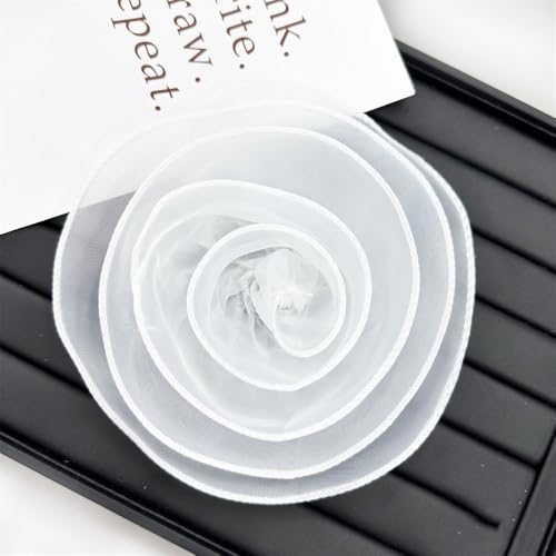 10inch Extra Large Flower Brooch Pin for Women Fashion Dainty Organza Satin Fabric Big Camellia Brooches Lapel Pins Wedding Dance Party Dress Accessories Exaggerated Jewelry Gift - color: 6 inch White