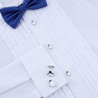 HAWSON Silver/Gold Cufflinks for Men with Tuxedo Shirt Studs,Men Accessories Jewelry with Gift Box,Gifts for Family,Best Friend on Wedding Business Birthday Anniversary - color: Silver ( Penguin Cufflinks with 4 pcs Studs)