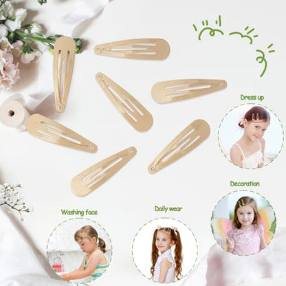 120 Pack Taupe 2 Inch Barrettes Women Metal Snap Hair Clips Accessories | Non - Slip Hairpins Barrettes for Kids Girls Teens - color: Taupe