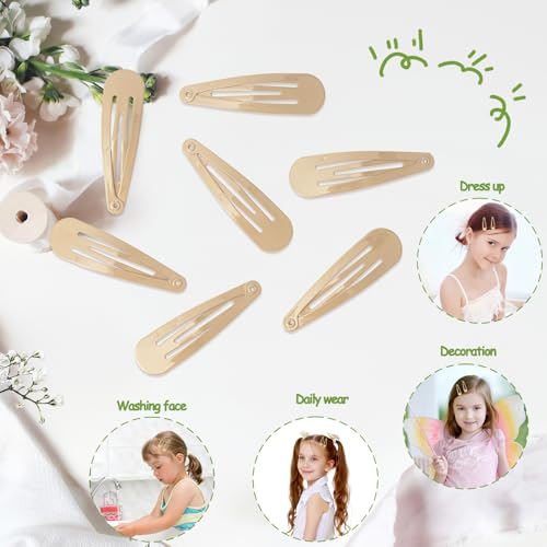 120 Pack Taupe 2 Inch Barrettes Women Metal Snap Hair Clips Accessories | Non - Slip Hairpins Barrettes for Kids Girls Teens - color: Taupe