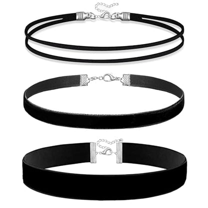 Ronglry 3pcs Black Choker Necklace for Women Black Velvet Choker Set Layered Black Choker Necklaces Classic Chokers for Women Adjustable Gothic Lace Black Collar Necklace for Party Cosplay Christmas Birthday Jewelry Gifts - color: 3pcs black